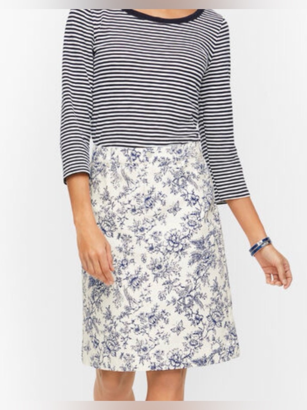 Talbots Size 24 Denim A-Line SKIRT - BIRD TOILE Pockets